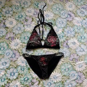 - sinful/affliction “femme fatale” bedazzled chain bikini - y2k / 2000’s -